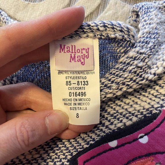 NWT Mallory May Girl's Long Sleeve Pant Set Navy Pink Flower Aztec Print Size 8 - Picture 5 of 10